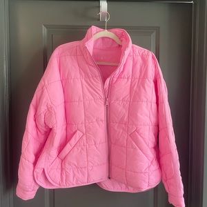 Pink Free People Movement zip up Puffer jacket